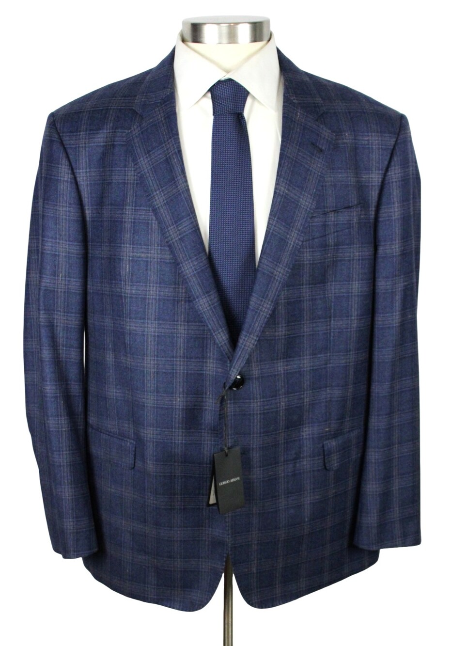 $2695 Giorgio Armani Soft Blazer 50 R Slim Wool Cashmere Blue Plaid Sport Coat